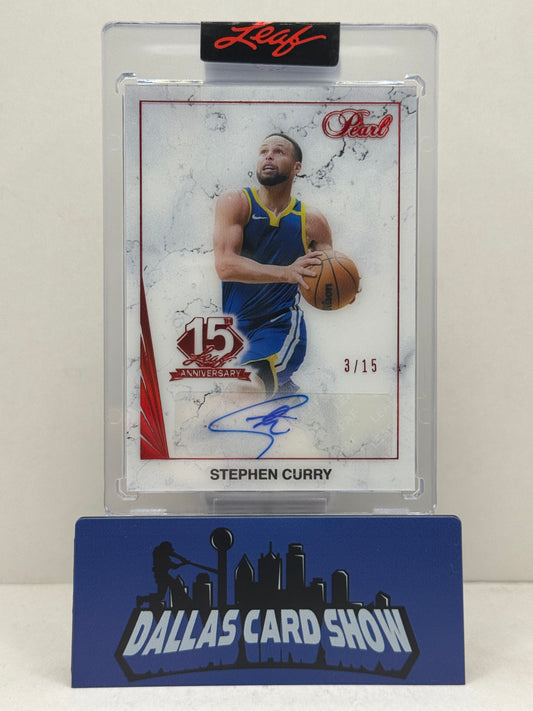 2025 Leaf #15A-SC1 Stephen Curry Pearl Autograph /15