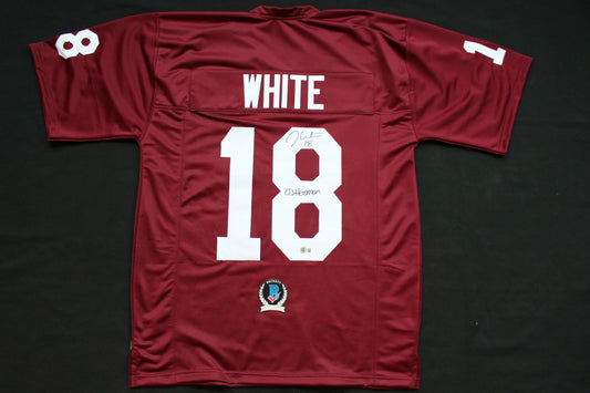 JASON WHITE OKLAHOMA OU SOONERS SIGNED JERSEY w/03 Heisman BAS COA