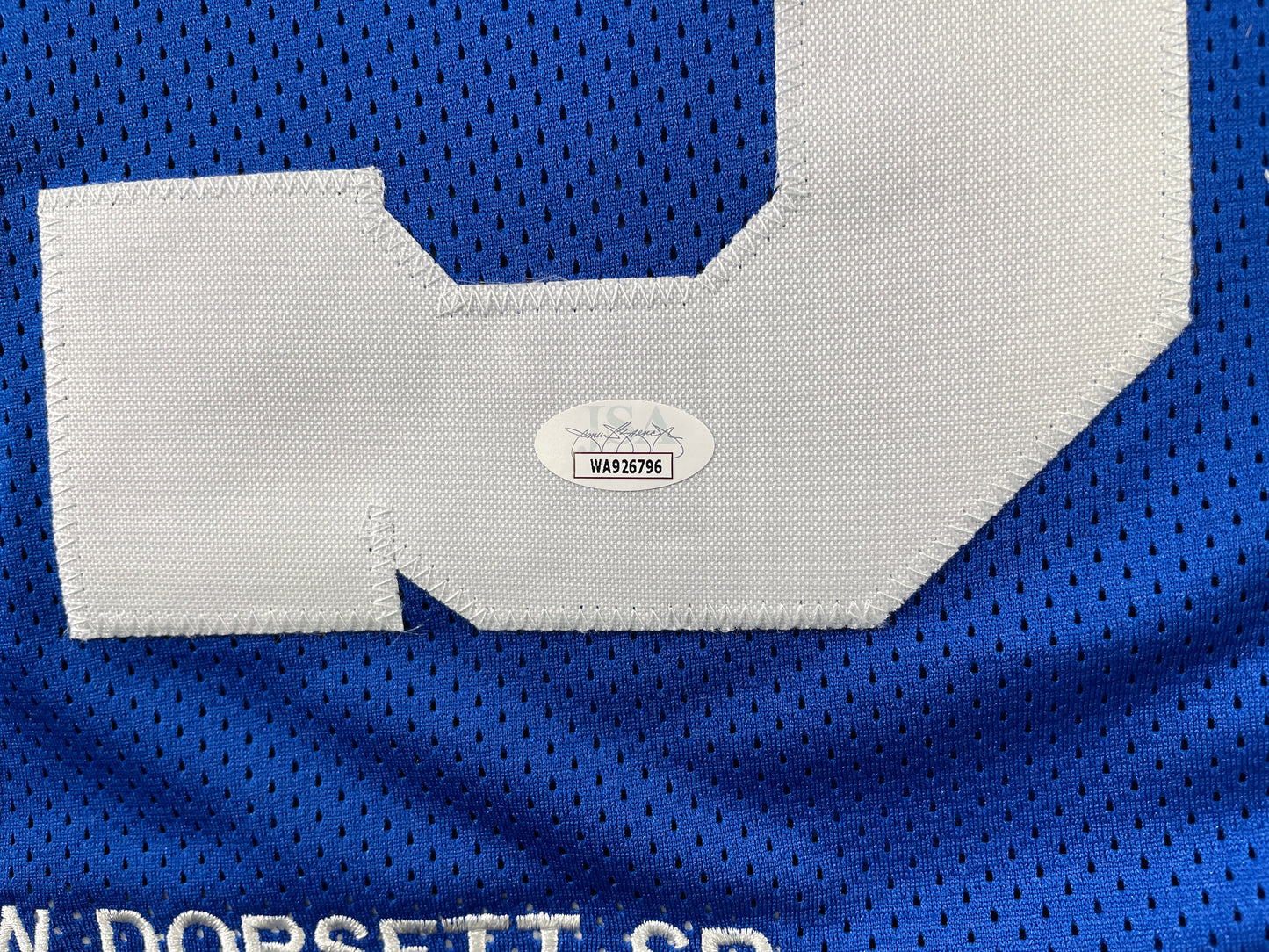 TONY DORSETT DALLAS COWBOYS SIGNED ROAD STAT JERSEY Pitt Panthers JSA