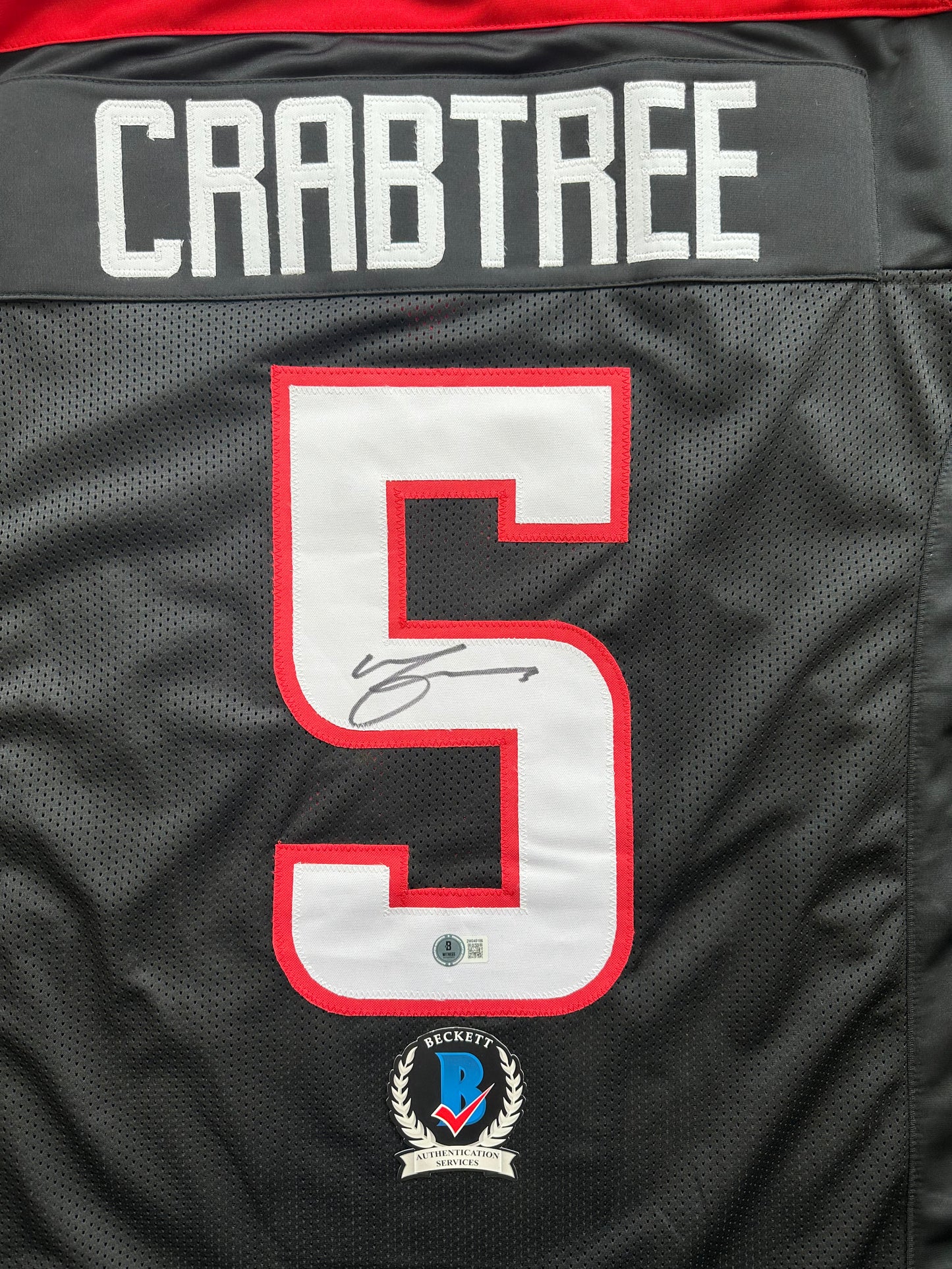 MICHAEL CRABTREE SIGNED RED AND BLACK JERSEY Texas Tech Raiders XL BAS