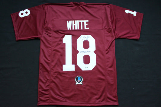 JASON WHITE OKLAHOMA OU SOONERS SIGNED JERSEY w/03 Heisman BAS COA