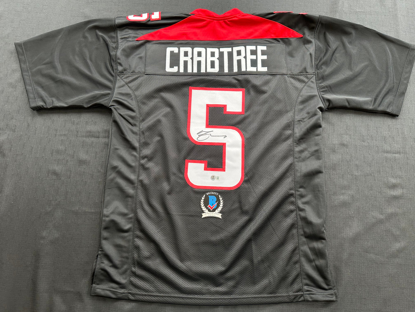 MICHAEL CRABTREE SIGNED RED AND BLACK JERSEY Texas Tech Raiders XL BAS