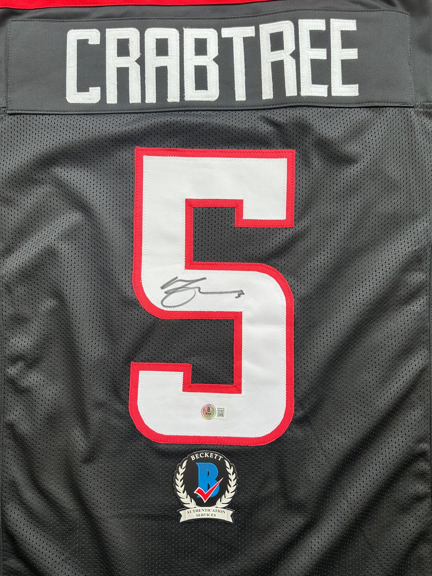 MICHAEL CRABTREE SIGNED RED AND BLACK JERSEY Texas Tech Raiders XL BAS