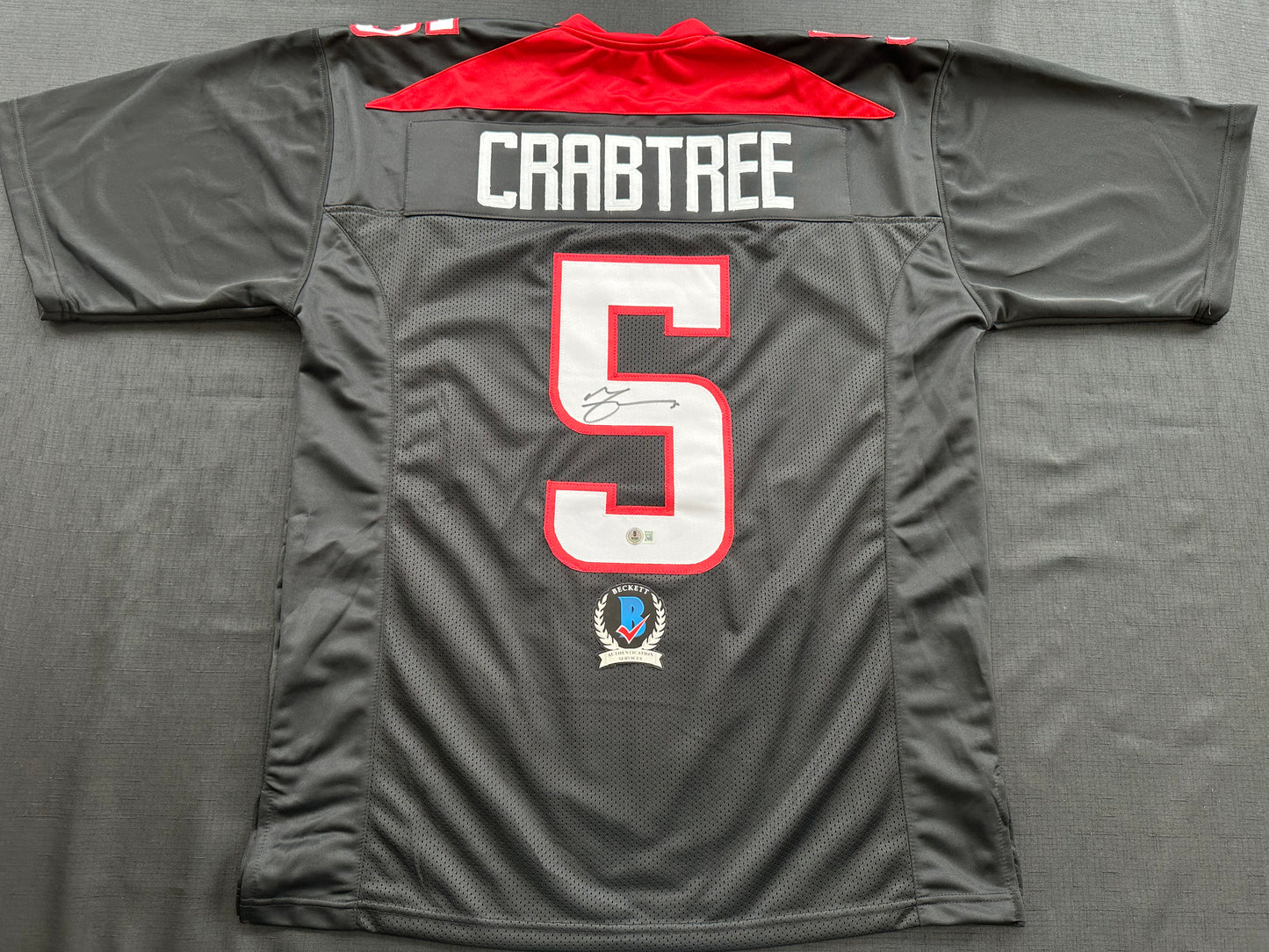 MICHAEL CRABTREE SIGNED RED AND BLACK JERSEY Texas Tech Raiders XL BAS