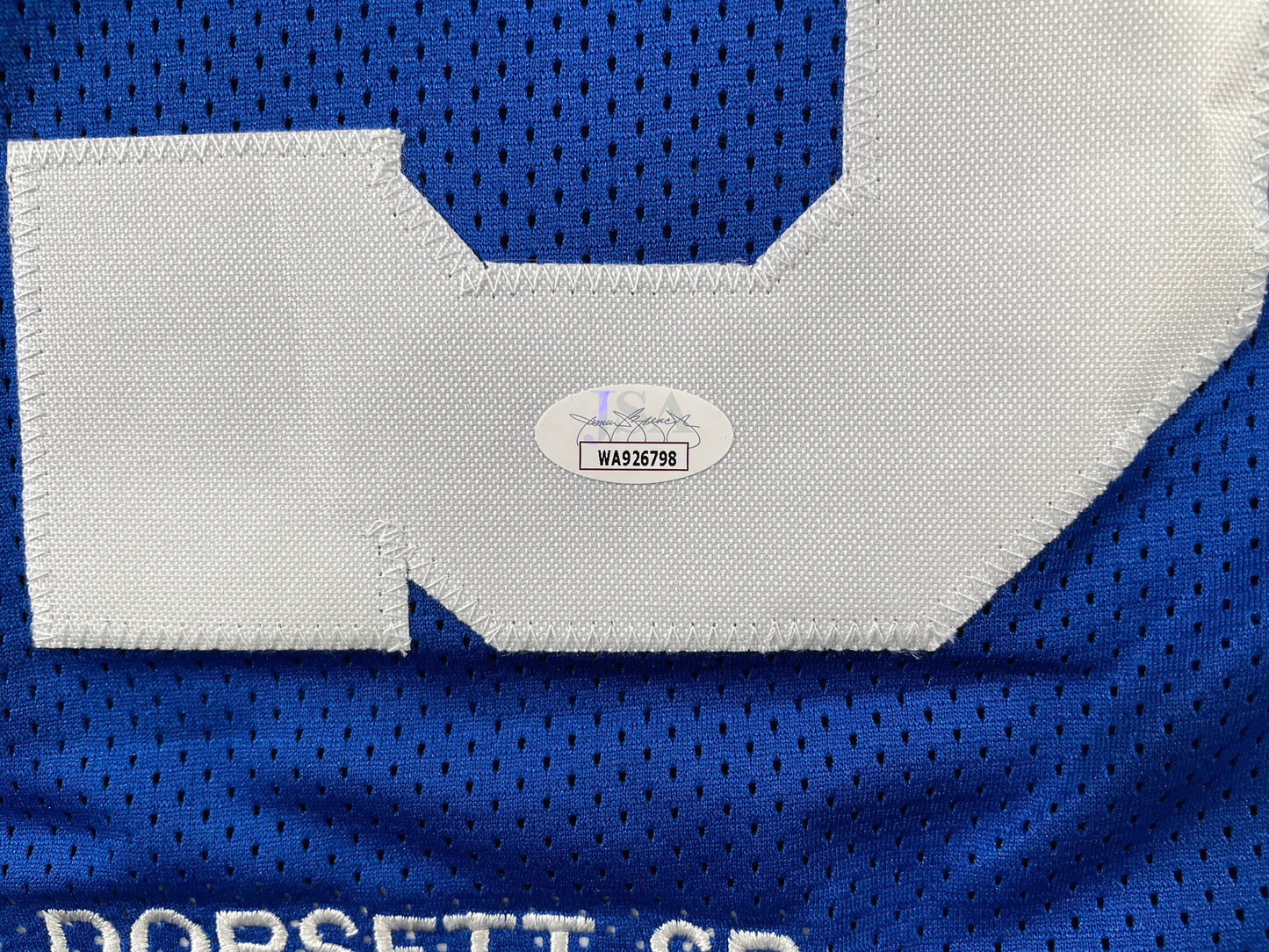 TONY DORSETT DALLAS COWBOYS SIGNED ROAD STAT JERSEY Pitt Panthers JSA