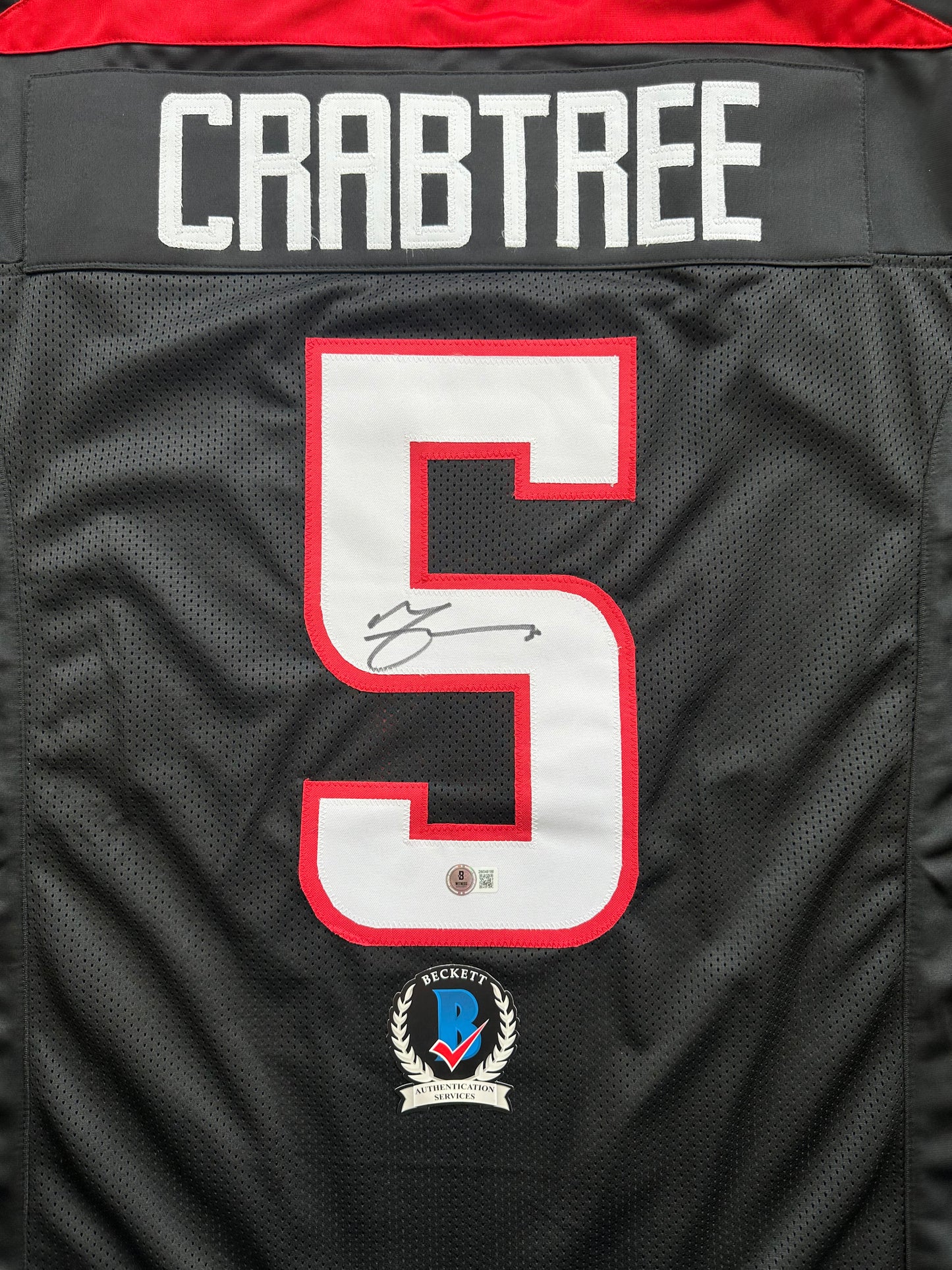 MICHAEL CRABTREE SIGNED RED AND BLACK JERSEY Texas Tech Raiders XL BAS