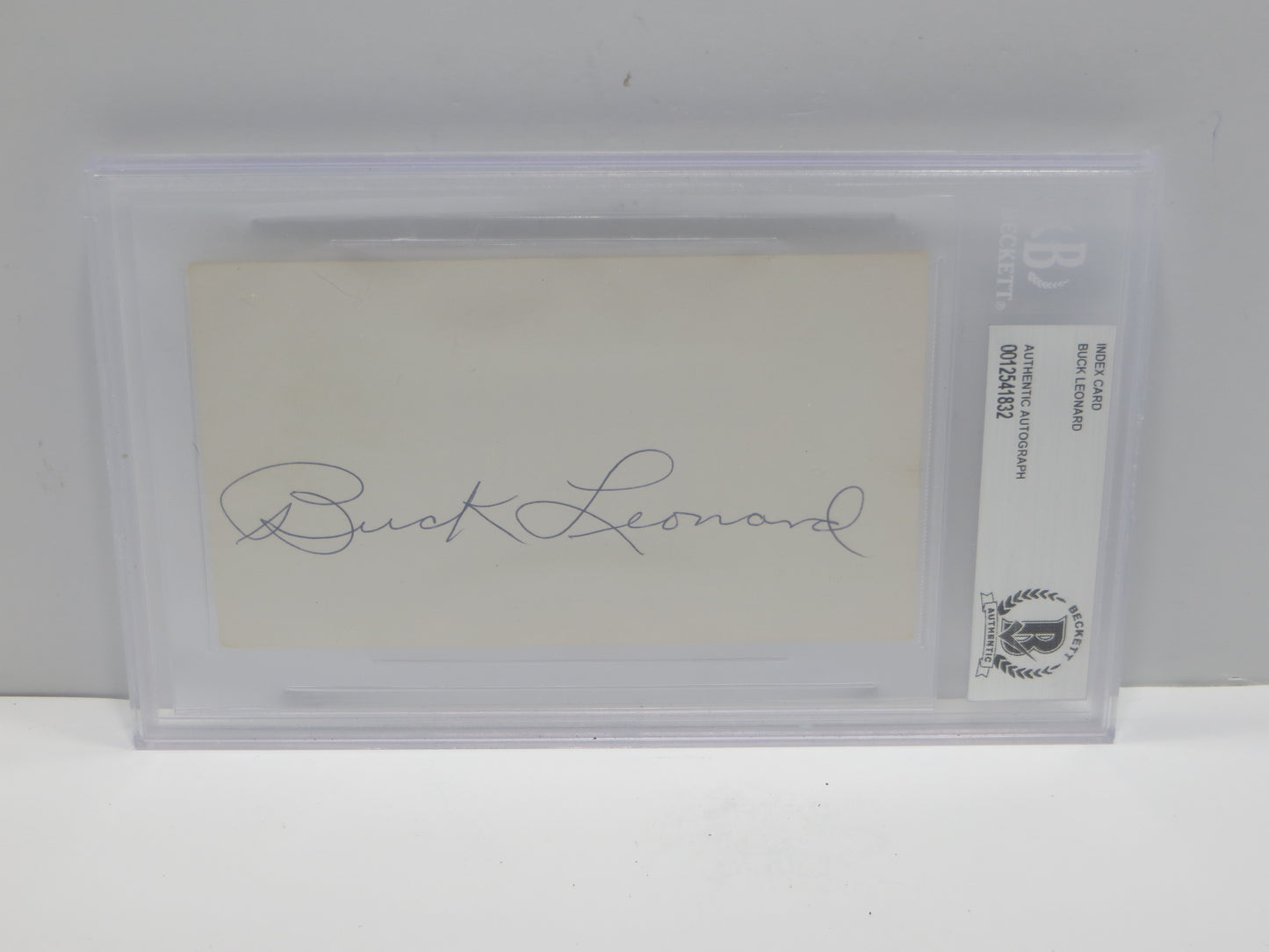 BUCK LEONARD SIGNED BGS BAS SLAB INDEX CARD Homestead Grays