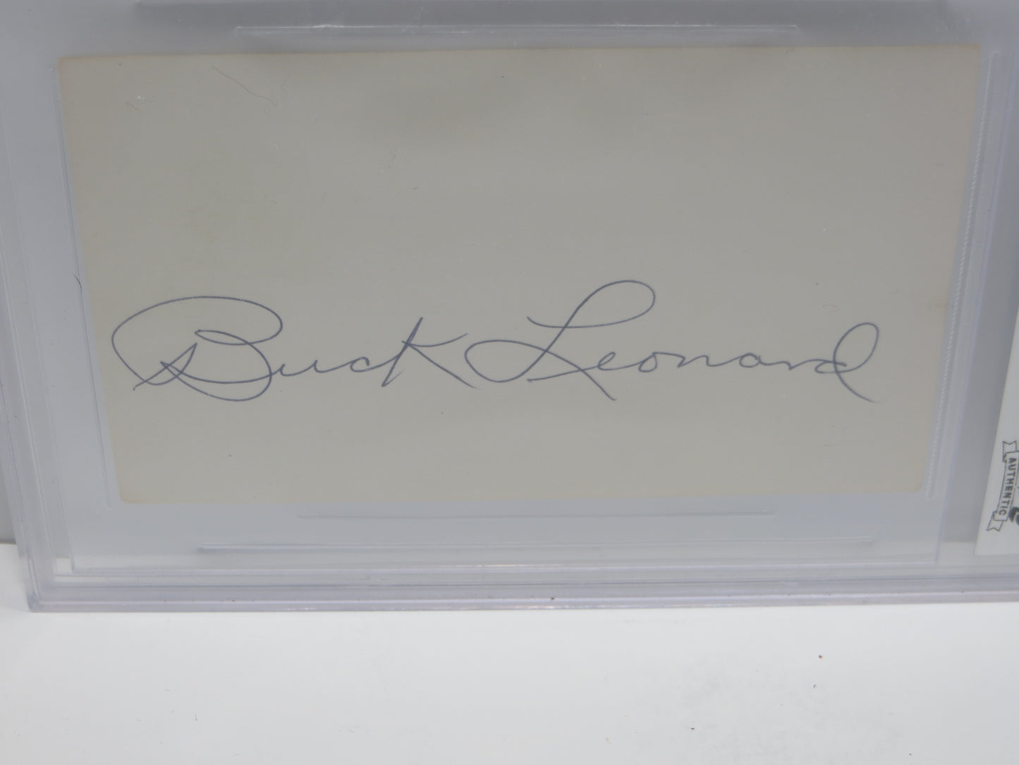 BUCK LEONARD SIGNED BGS BAS SLAB INDEX CARD Homestead Grays