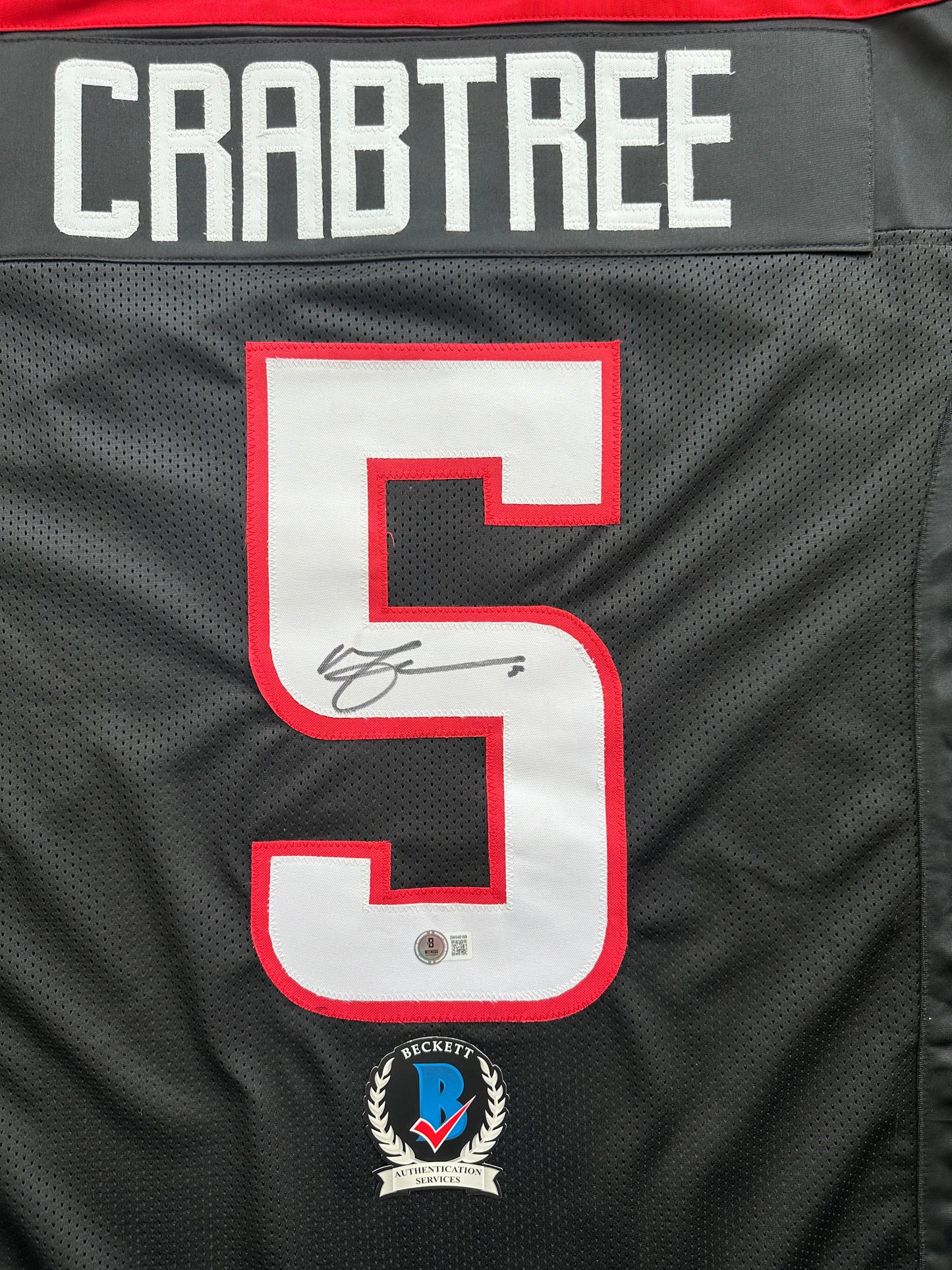 MICHAEL CRABTREE SIGNED RED AND BLACK JERSEY Texas Tech Raiders XL BAS