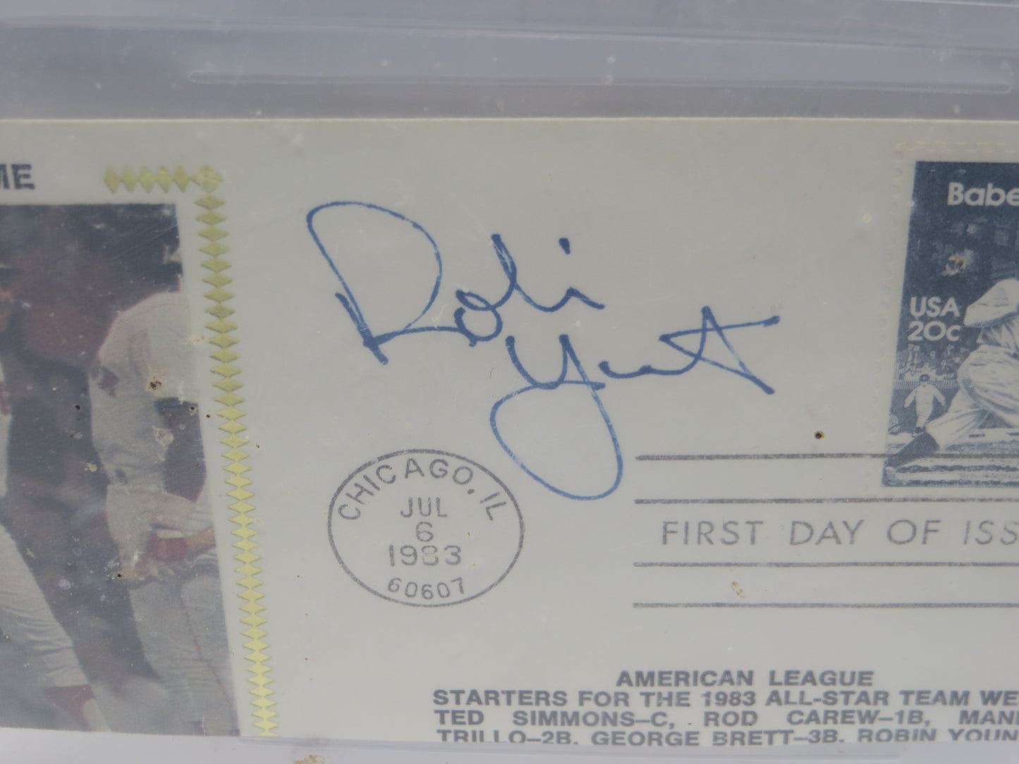ROBIN YOUNT SIGNED MILWAUKEE BREWERS CUT First Day Issue BGS BAS SLAB
