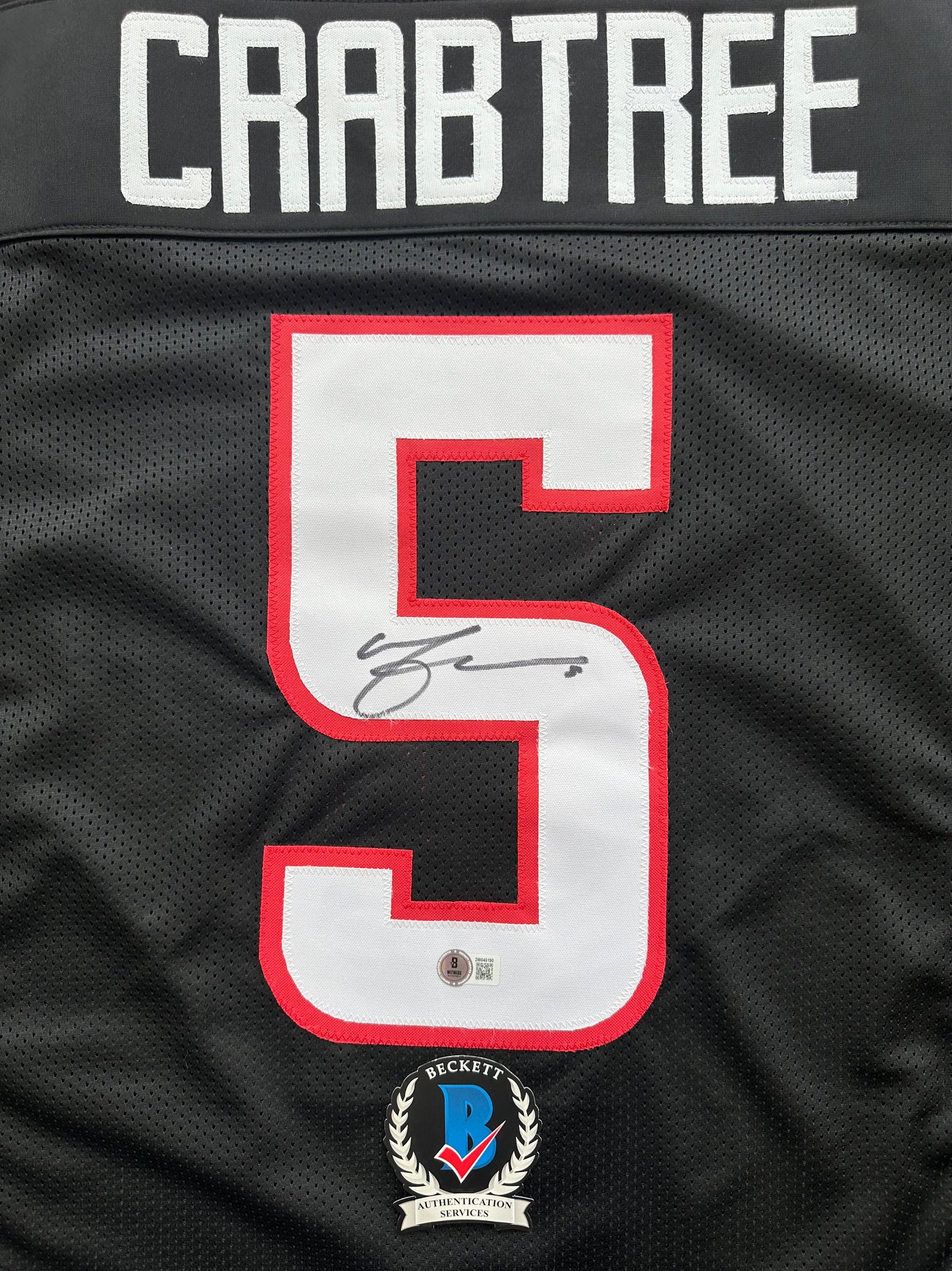 MICHAEL CRABTREE SIGNED RED AND BLACK JERSEY Texas Tech Raiders XL BAS