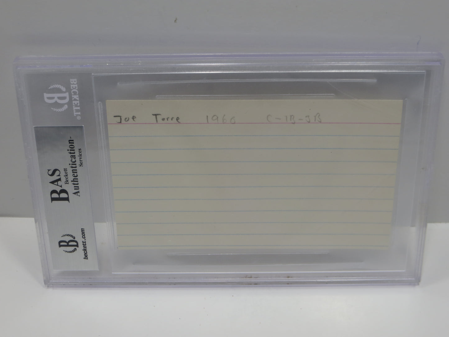 JOE TORRE SIGNED BGS BAS SLAB INDEX CARD New York Yankees St Louis Cardinals