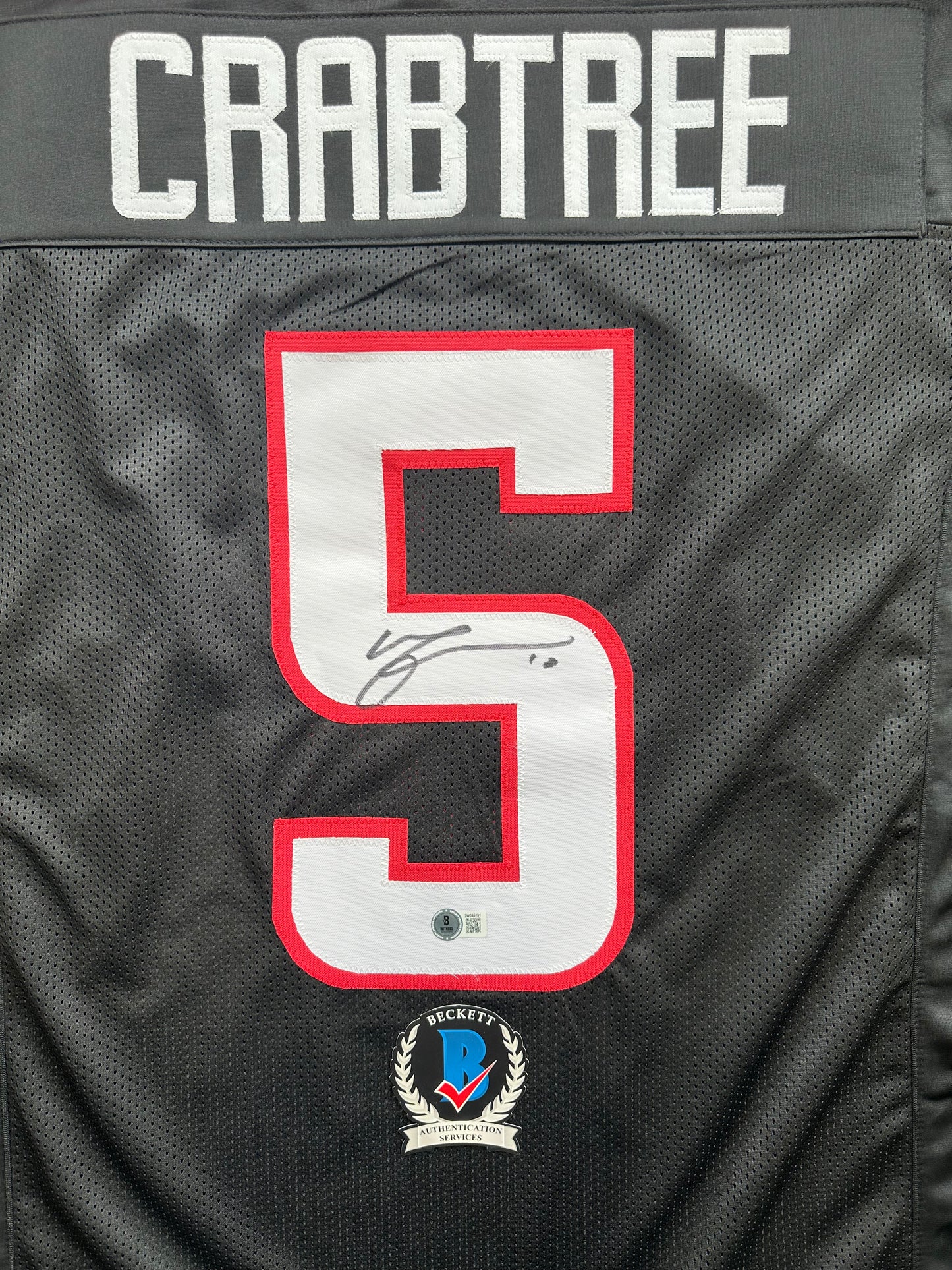 MICHAEL CRABTREE SIGNED RED AND BLACK JERSEY Texas Tech Raiders XL BAS