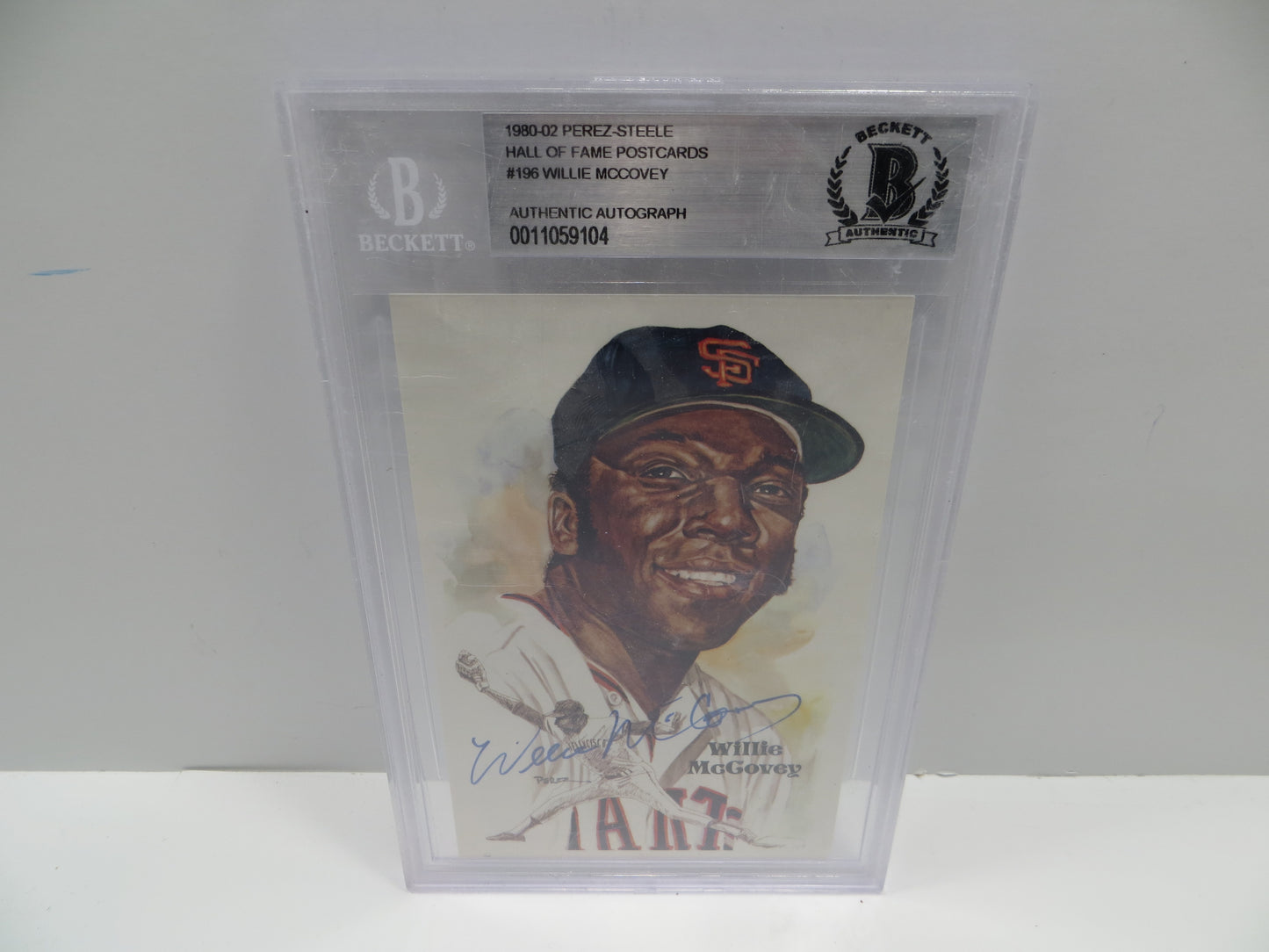 WILLIE McCOVEY SIGNED BGS BAS SLAB Perez-Steele HOF Postcard #196 SF GIANTS