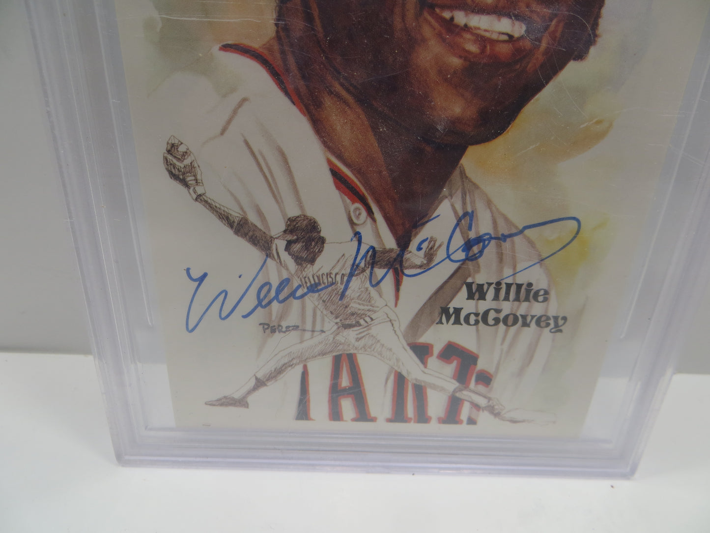 WILLIE McCOVEY SIGNED BGS BAS SLAB Perez-Steele HOF Postcard #196 SF GIANTS