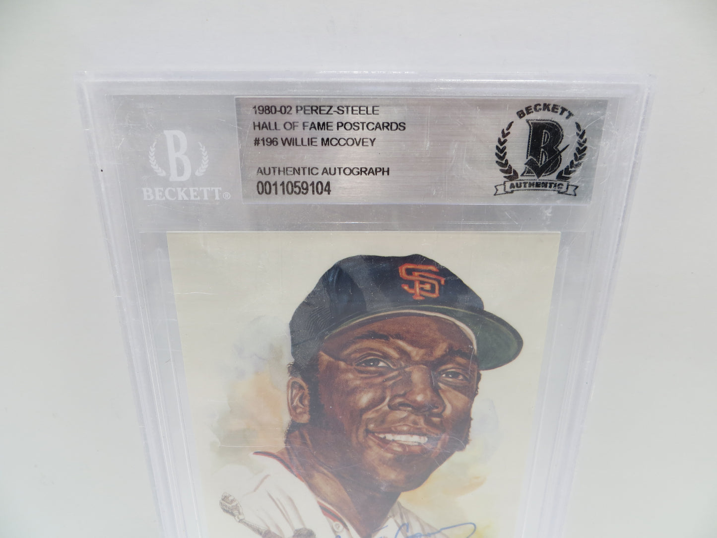 WILLIE McCOVEY SIGNED BGS BAS SLAB Perez-Steele HOF Postcard #196 SF GIANTS