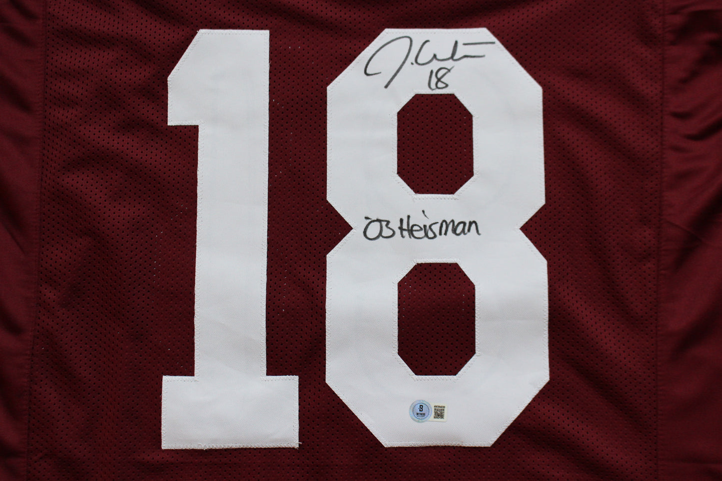 JASON WHITE OKLAHOMA SOONERS SIGNED JERSEY w/03 Heisman BAS COA