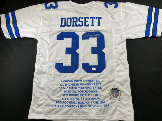 TONY DORSETT DALLAS COWBOYS SIGNED HOME STAT JERSEY Pitt Panthers BAS