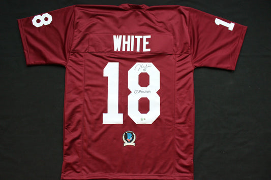 JASON WHITE OKLAHOMA SOONERS SIGNED JERSEY w/03 Heisman BAS COA