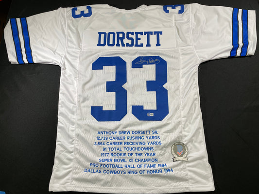 TONY DORSETT DALLAS COWBOYS SIGNED HOME STAT JERSEY Pitt Panthers BAS