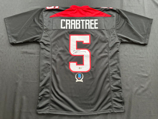 MICHAEL CRABTREE SIGNED RED AND BLACK JERSEY Texas Tech Raiders XL BAS