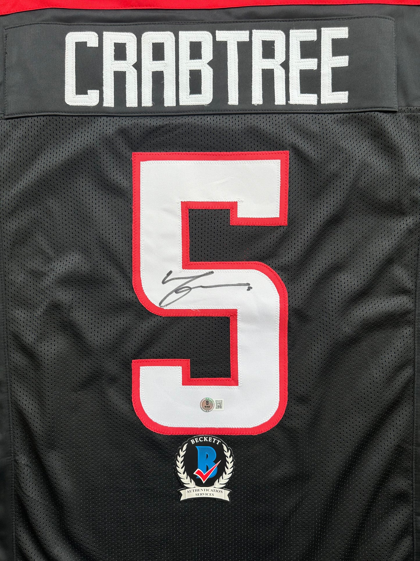 MICHAEL CRABTREE SIGNED RED AND BLACK JERSEY Texas Tech Raiders XL BAS