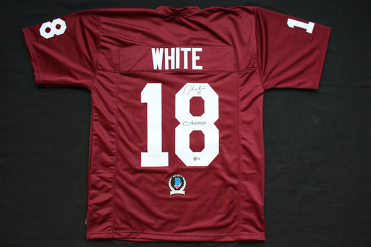 JASON WHITE OKLAHOMA SOONERS SIGNED JERSEY w/03 Heisman BAS COA