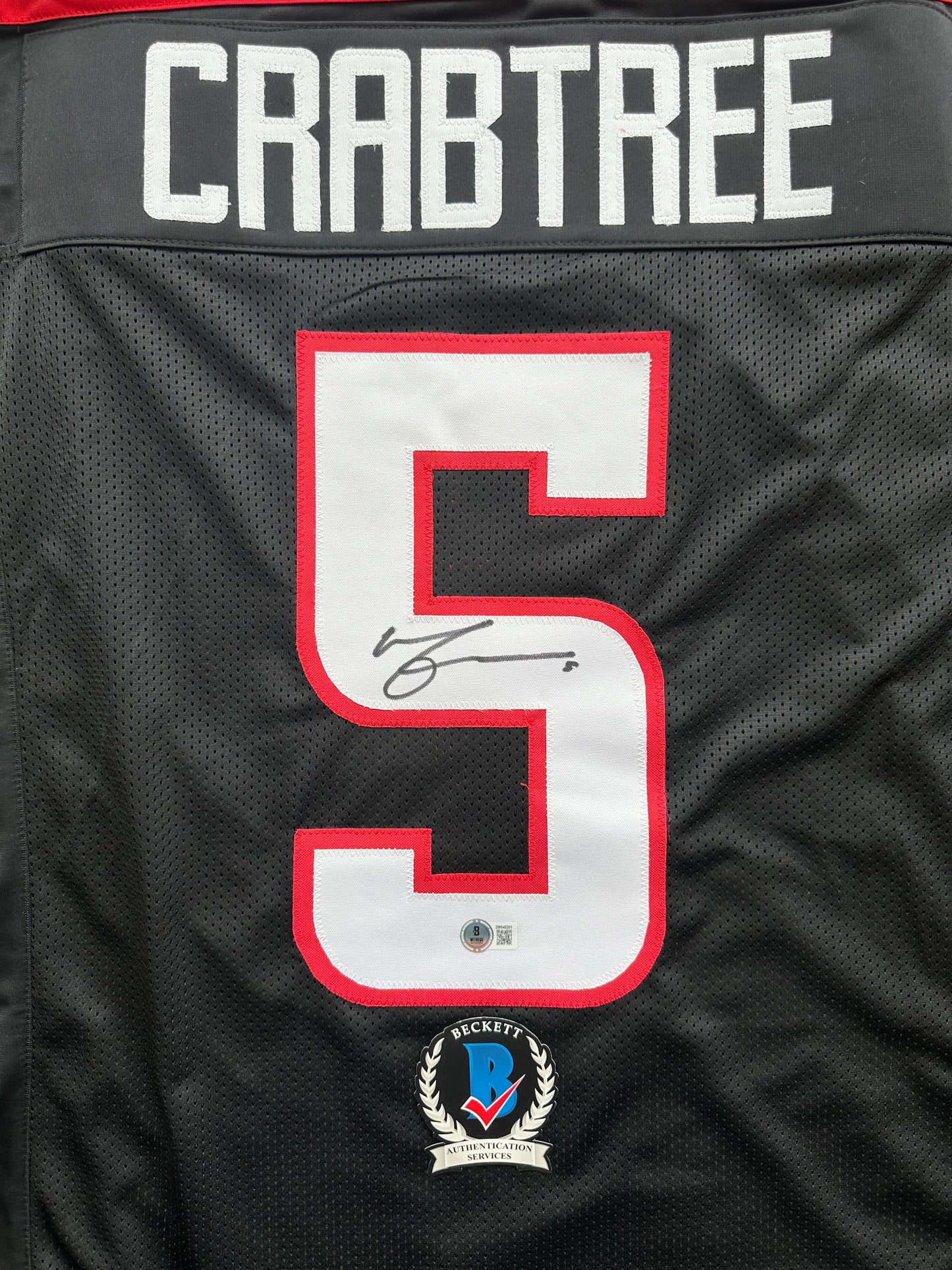 MICHAEL CRABTREE SIGNED RED AND BLACK JERSEY Texas Tech Raiders XL BAS