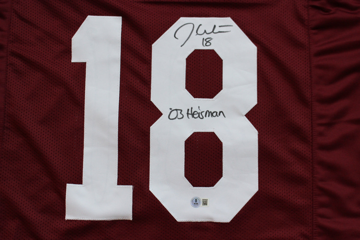 JASON WHITE OKLAHOMA SOONERS SIGNED JERSEY w/03 Heisman BAS COA