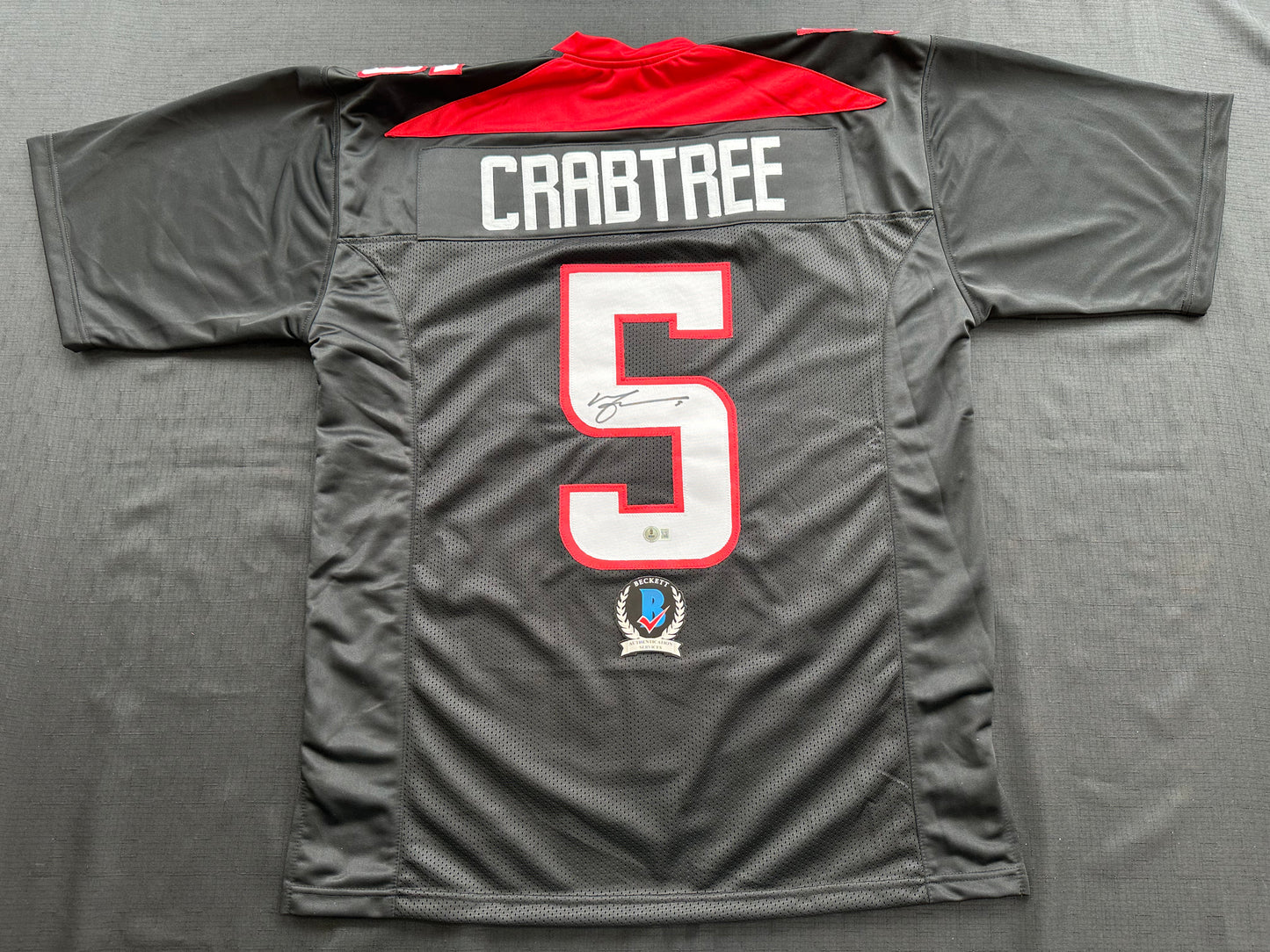 MICHAEL CRABTREE SIGNED RED AND BLACK JERSEY Texas Tech Raiders XL BAS