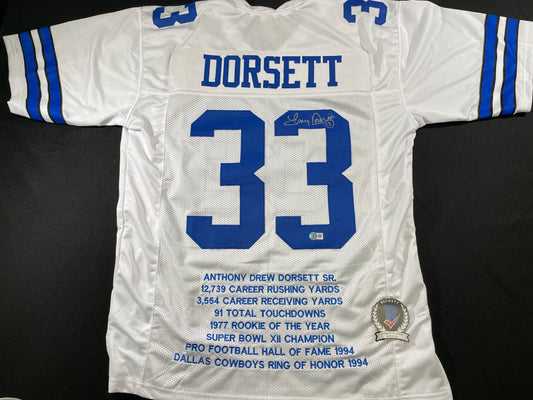 TONY DORSETT DALLAS COWBOYS SIGNED HOME STAT JERSEY Pitt Panthers BAS