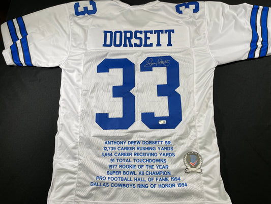 TONY DORSETT DALLAS COWBOYS SIGNED HOME STAT JERSEY Pitt Panthers BAS