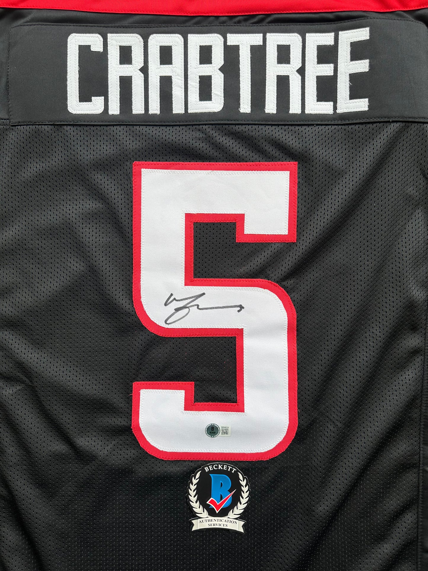 MICHAEL CRABTREE SIGNED RED AND BLACK JERSEY Texas Tech Raiders XL BAS