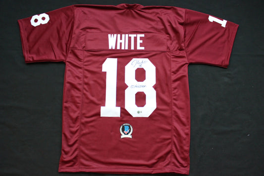 JASON WHITE OKLAHOMA SOONERS SIGNED JERSEY w/03 Heisman BAS COA