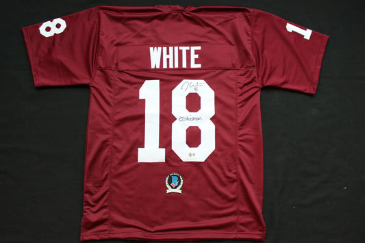 JASON WHITE OKLAHOMA SOONERS SIGNED JERSEY w/03 Heisman BAS COA