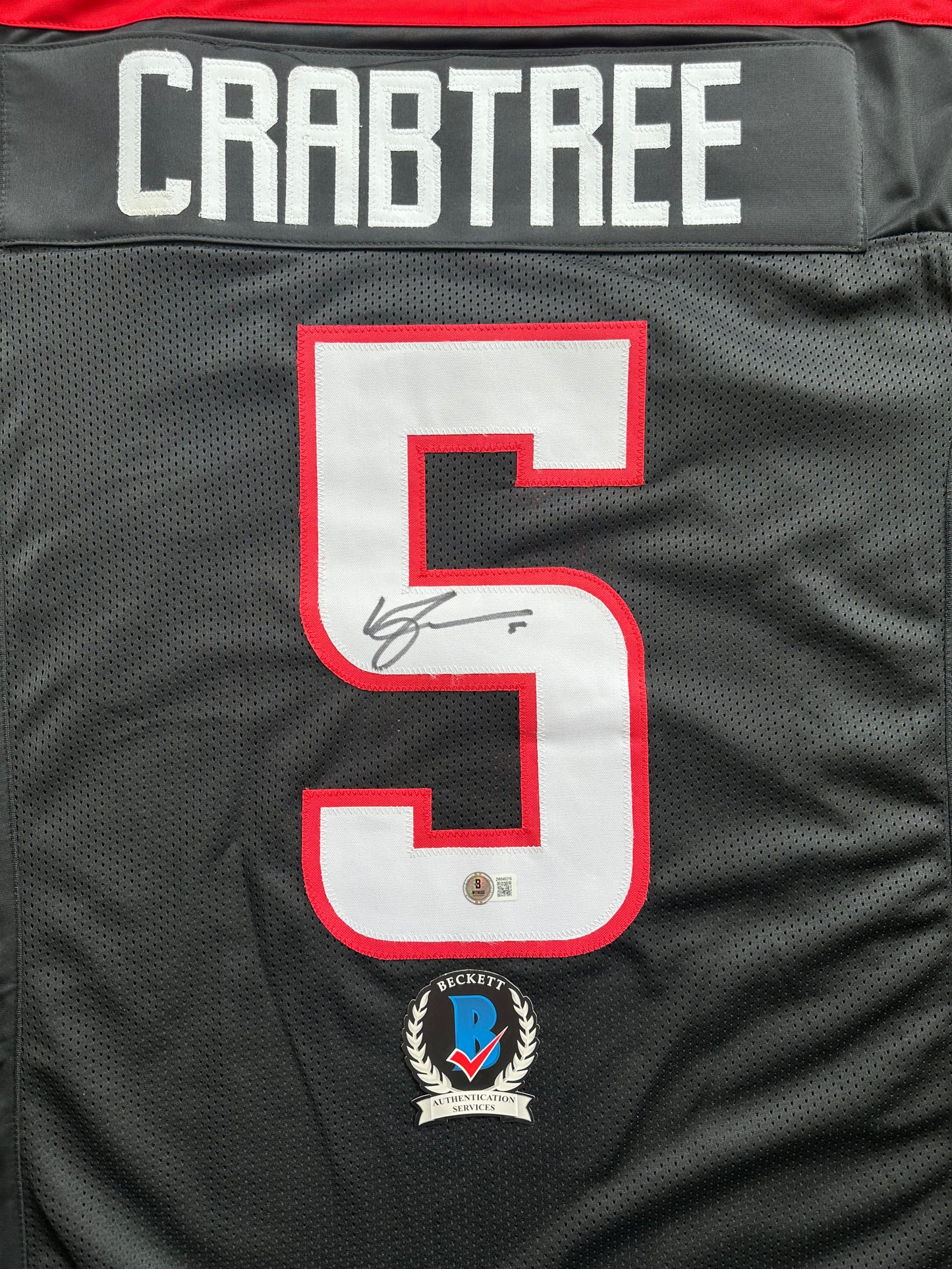 MICHAEL CRABTREE SIGNED RED AND BLACK JERSEY Texas Tech Raiders XL BAS