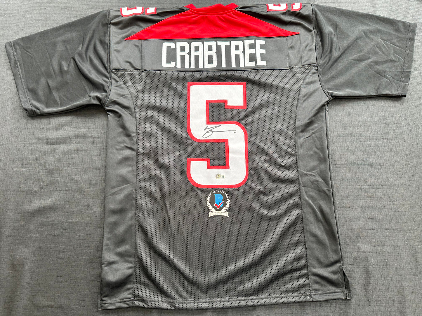 MICHAEL CRABTREE SIGNED RED AND BLACK JERSEY Texas Tech Raiders XL BAS