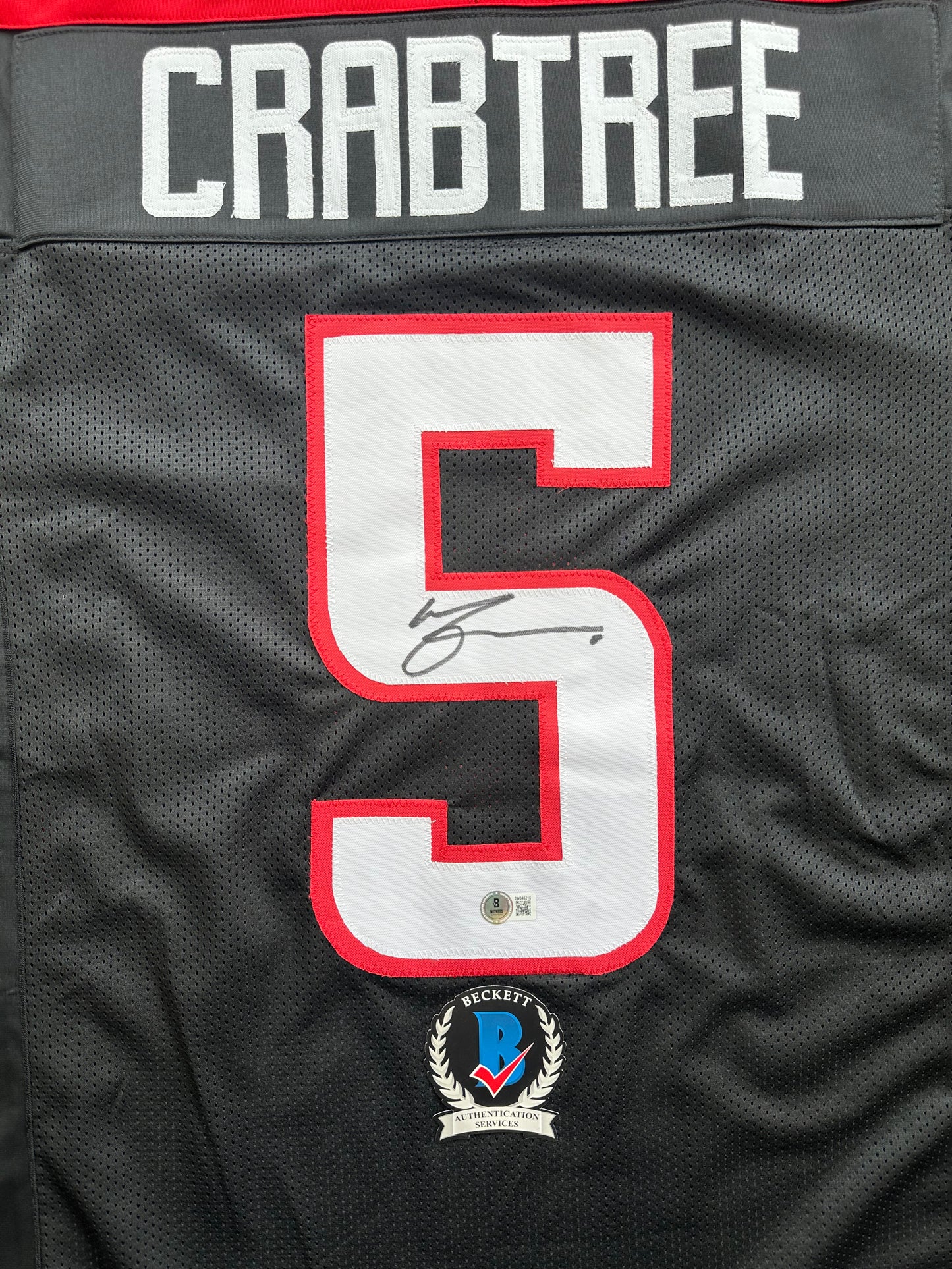 MICHAEL CRABTREE SIGNED RED AND BLACK JERSEY Texas Tech Raiders XL BAS