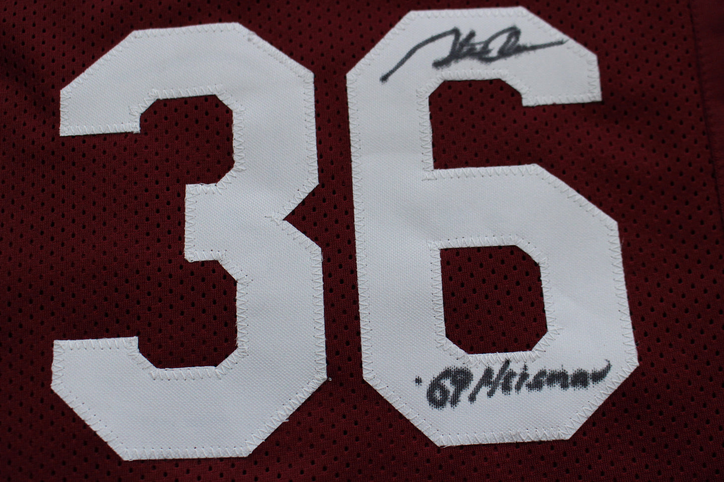 STEVE OWENS BILLY SIMS JASON WHITE SIGNED OU SOONERS HEISMAN JERSEY BAS