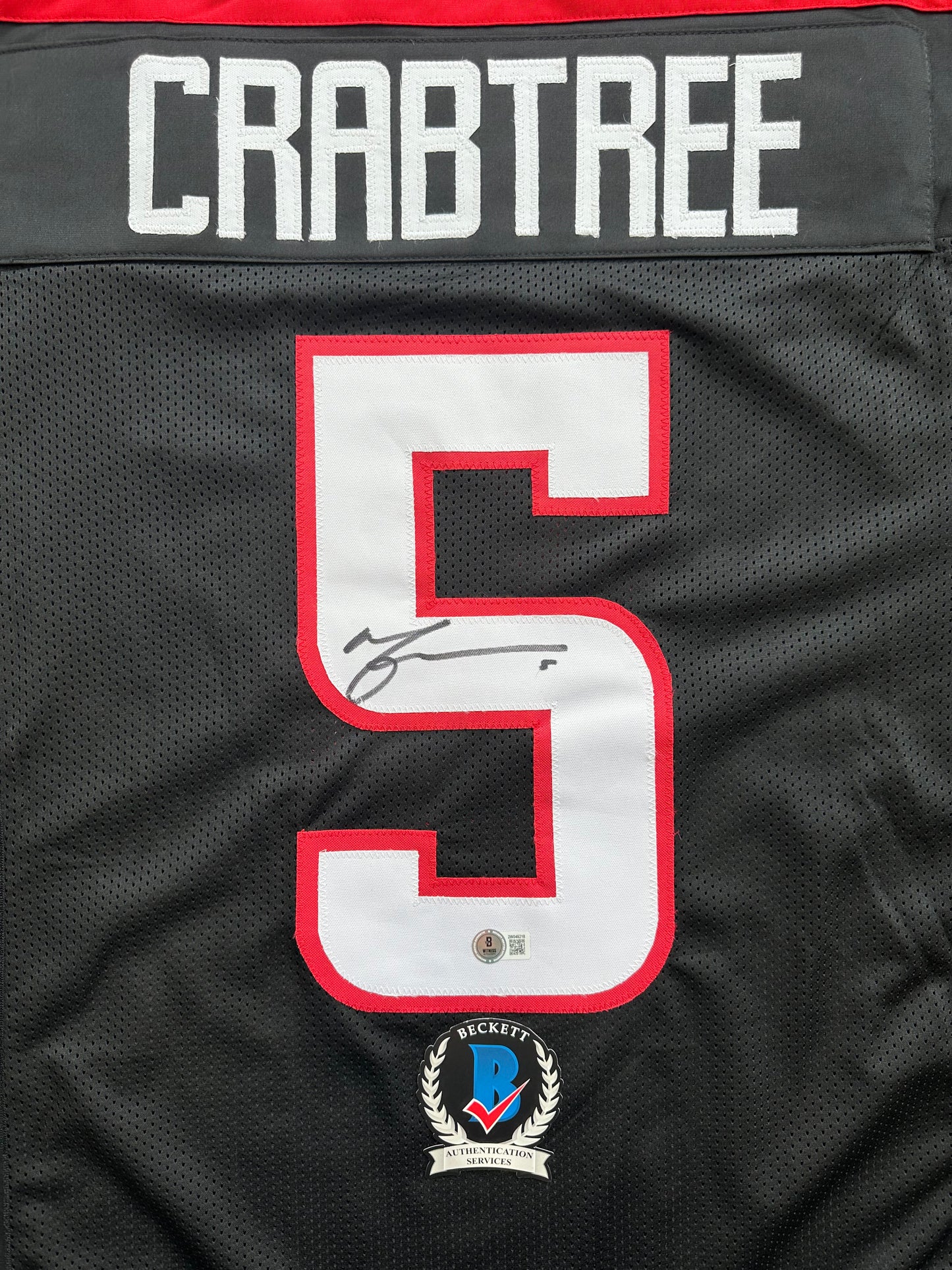 MICHAEL CRABTREE SIGNED RED AND BLACK JERSEY Texas Tech Raiders XL BAS
