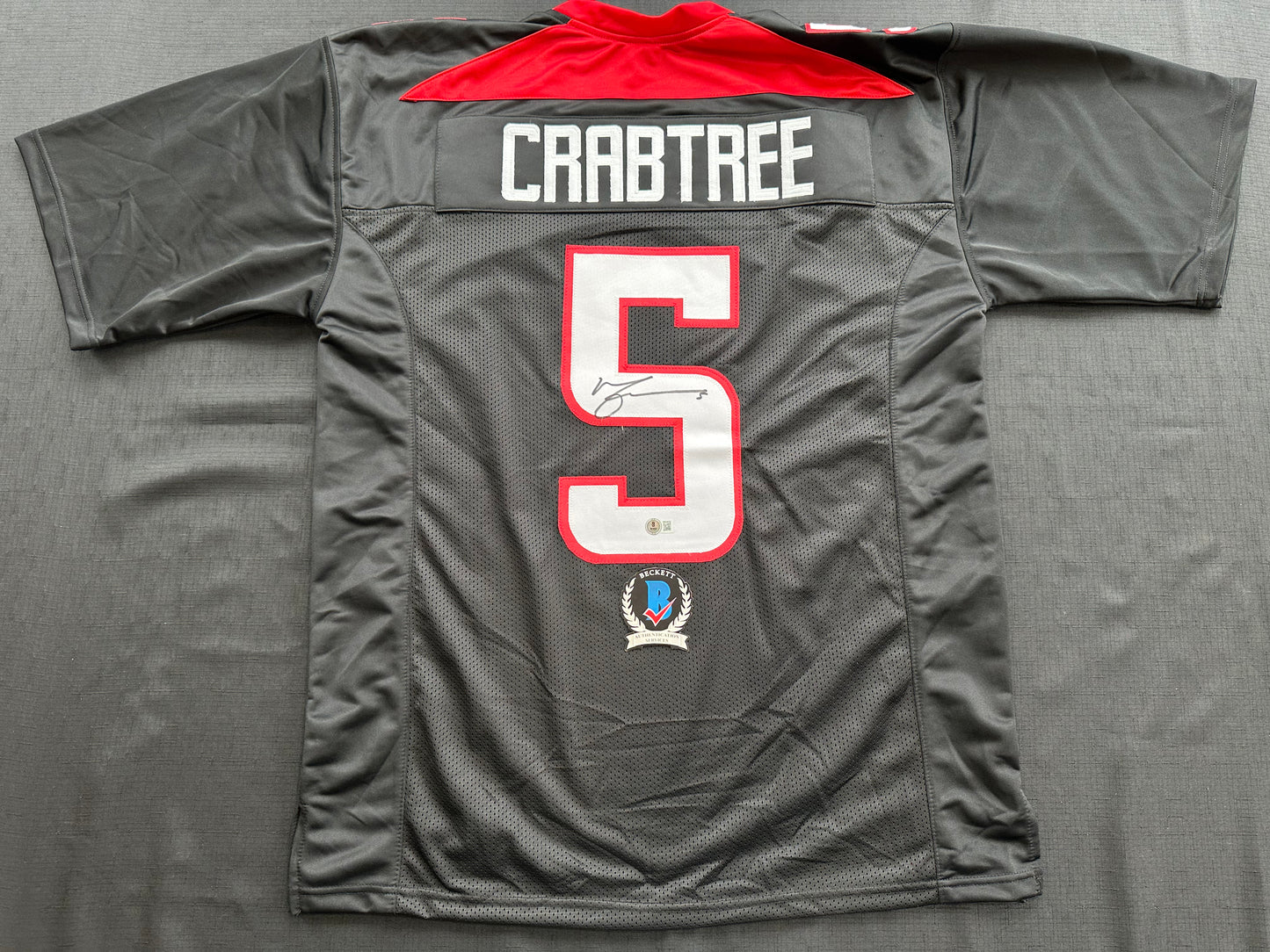 MICHAEL CRABTREE SIGNED RED AND BLACK JERSEY Texas Tech Raiders XL BAS