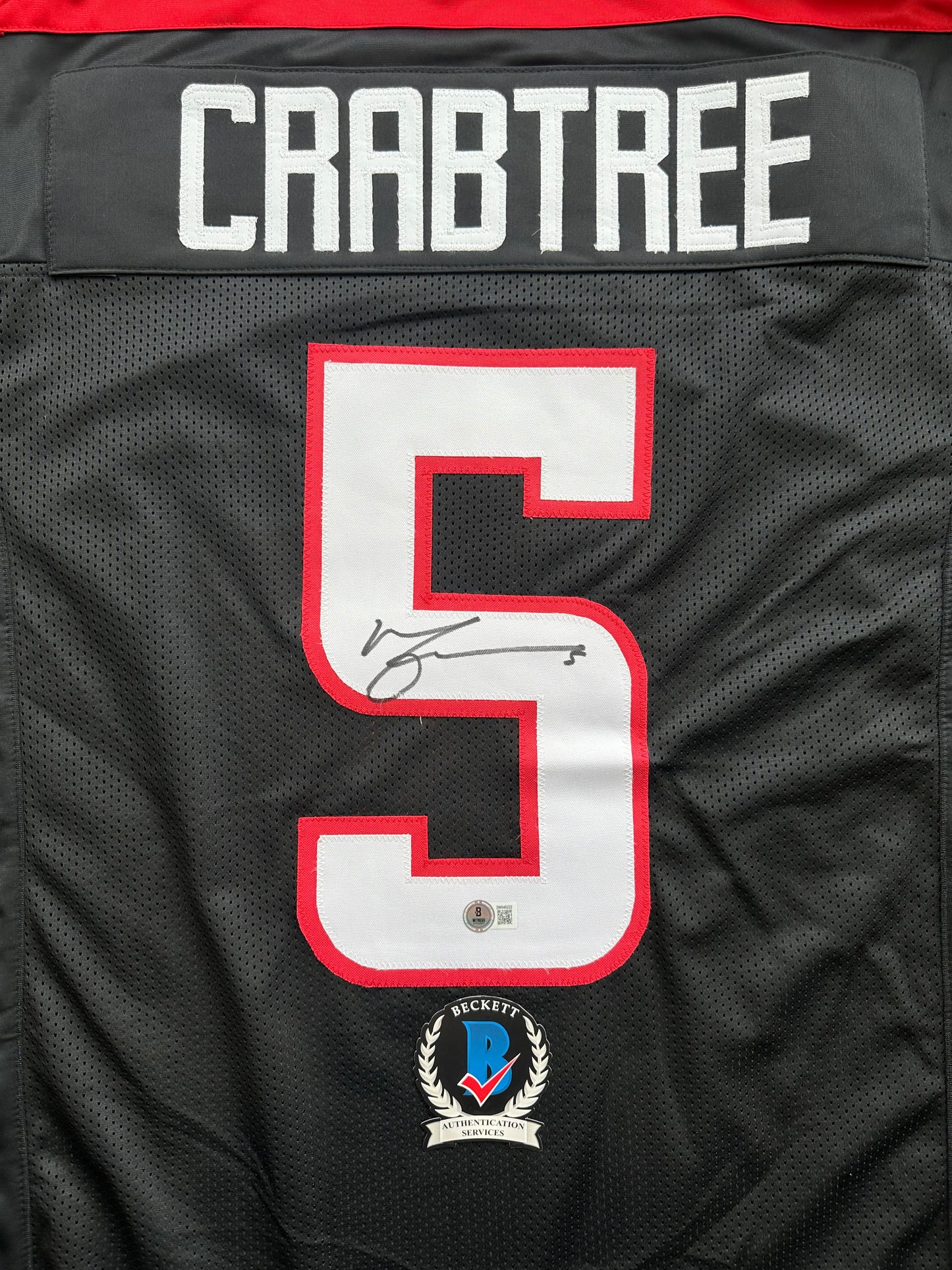 MICHAEL CRABTREE SIGNED RED AND BLACK JERSEY Texas Tech Raiders XL BAS