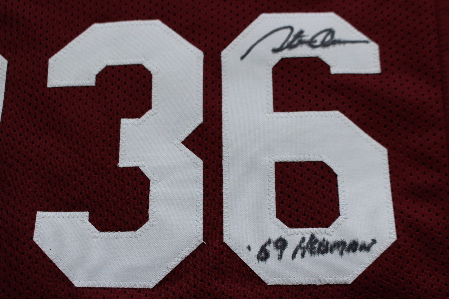 STEVE OWENS BILLY SIMS JASON WHITE SIGNED OU SOONERS HEISMAN JERSEY BAS