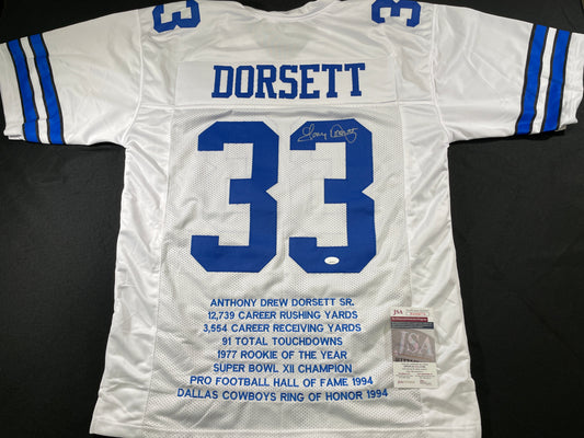 TONY DORSETT DALLAS COWBOYS SIGNED HOME STAT JERSEY Pitt Panthers JSA