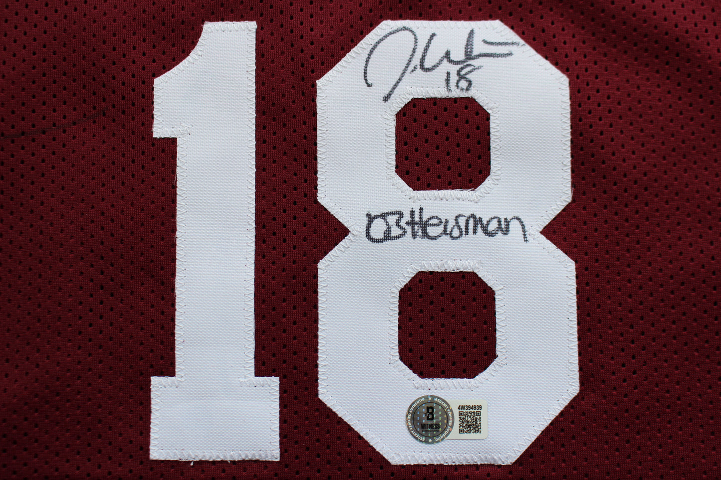 STEVE OWENS BILLY SIMS JASON WHITE SIGNED OU SOONERS HEISMAN JERSEY BAS