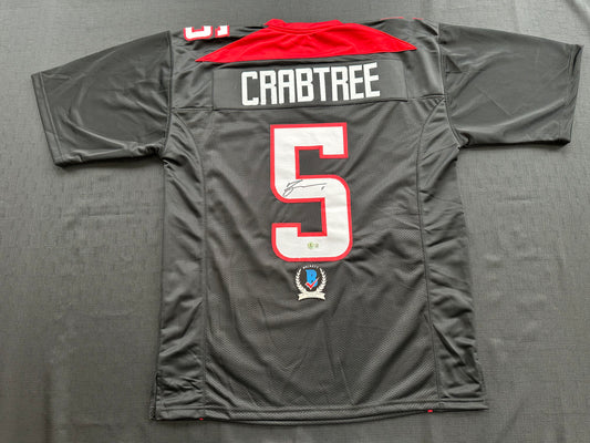 MICHAEL CRABTREE SIGNED RED AND BLACK JERSEY Texas Tech Raiders XL BAS