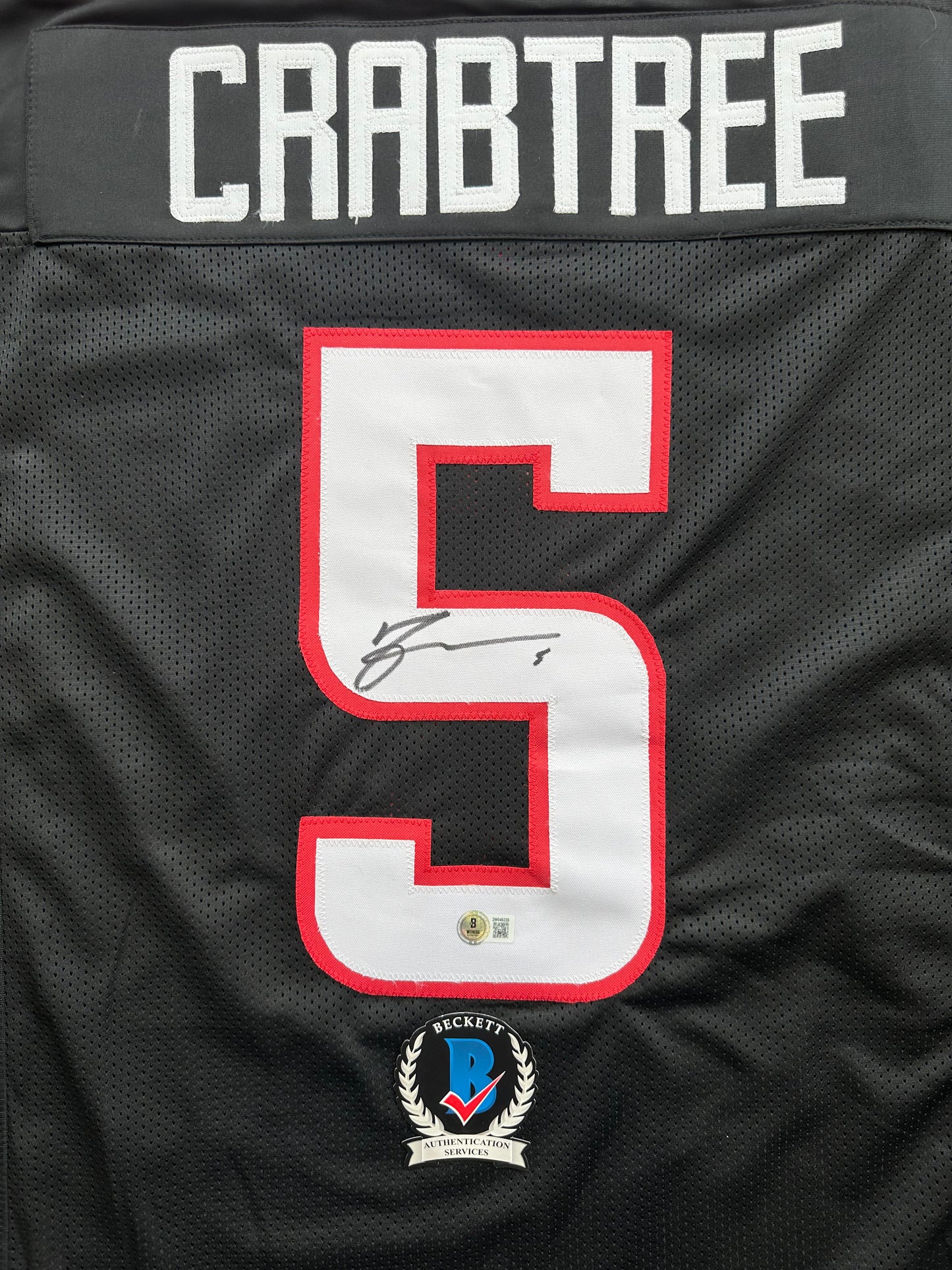 MICHAEL CRABTREE SIGNED RED AND BLACK JERSEY Texas Tech Raiders XL BAS