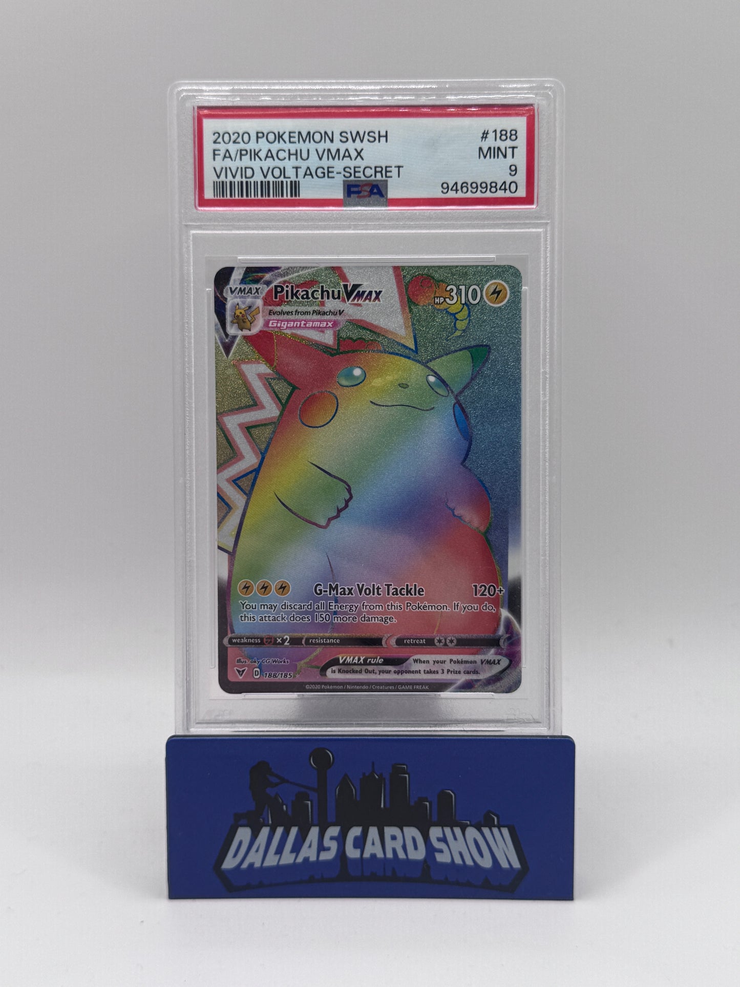 2020 Pokemon - PIkachu VMAX (Secret) - 188/185 Vivid Voltage PSA 9