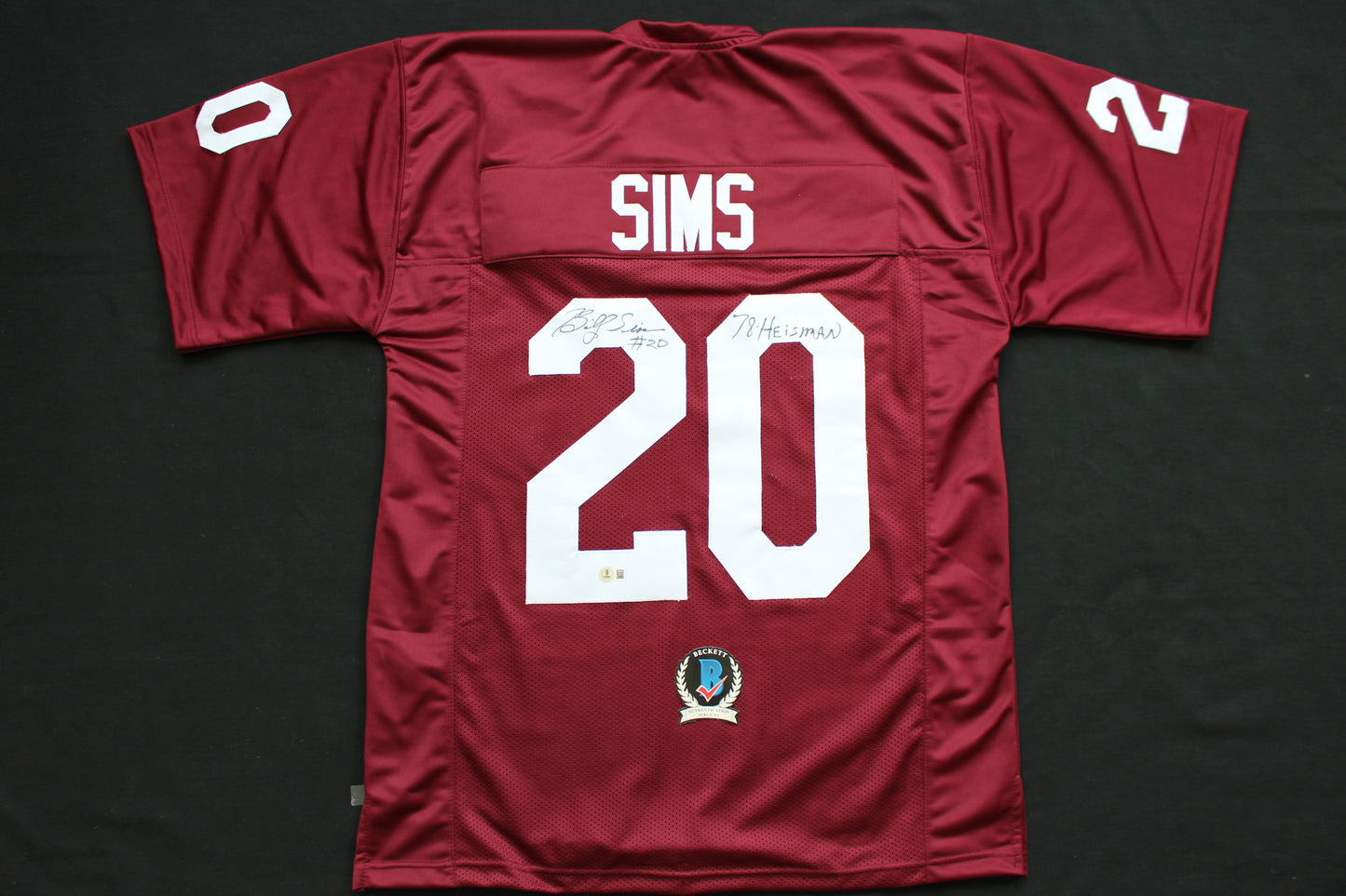 BILLY SIMS OKLAHOMA OU SOONERS SIGNED JERSEY w/78 HEISMAN Detroit Lions BAS