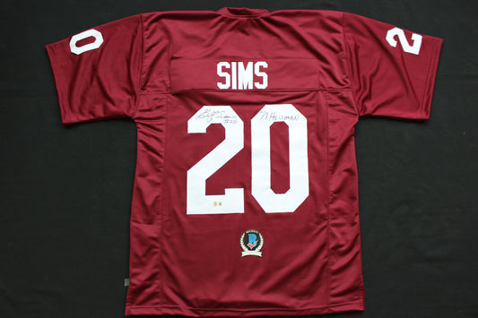 BILLY SIMS OKLAHOMA OU SOONERS SIGNED JERSEY w/78 HEISMAN Detroit Lions BAS